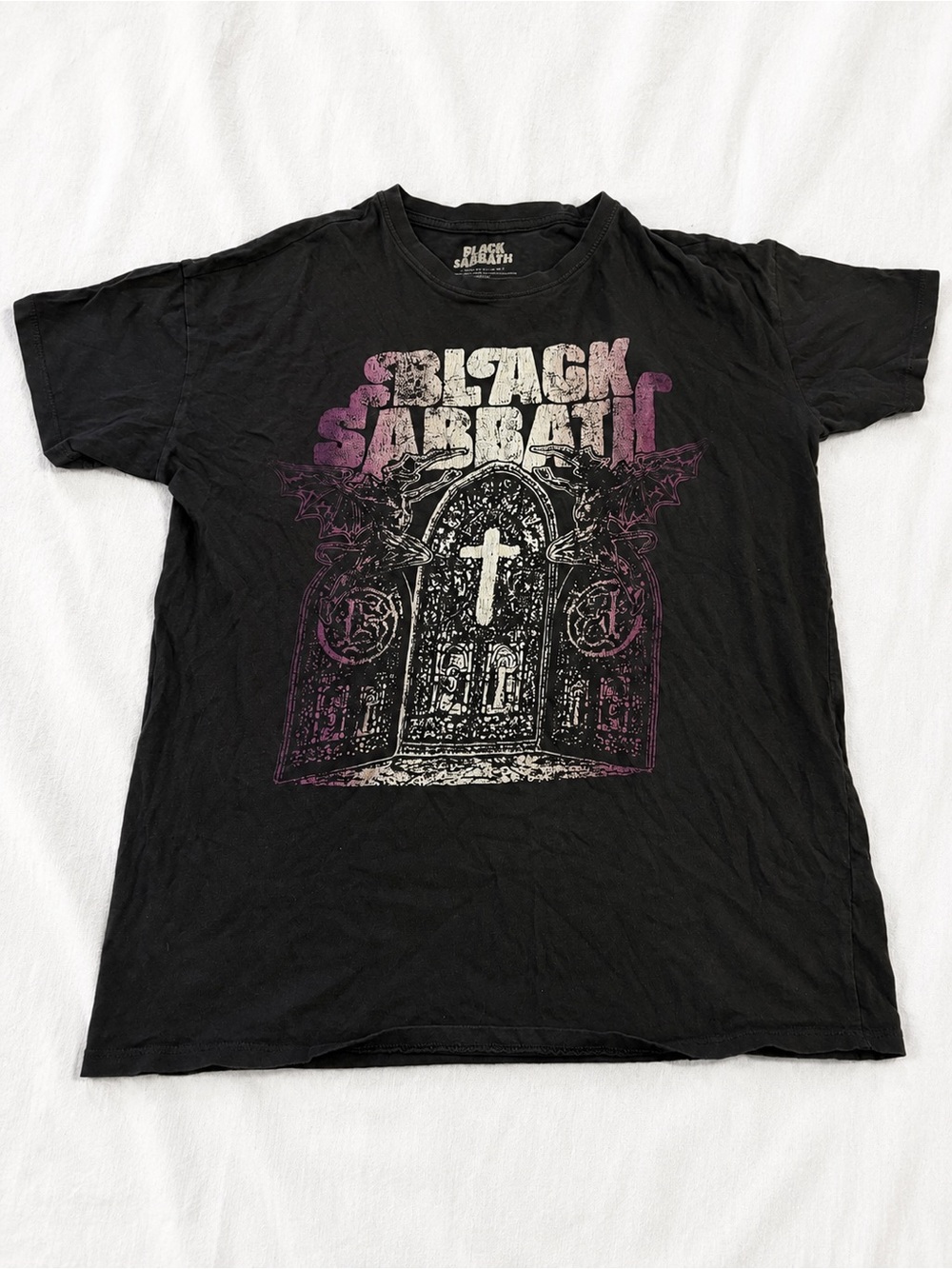 Black Sabbath Graphic Short Sleeve Tee - Black with Purple/White Print
